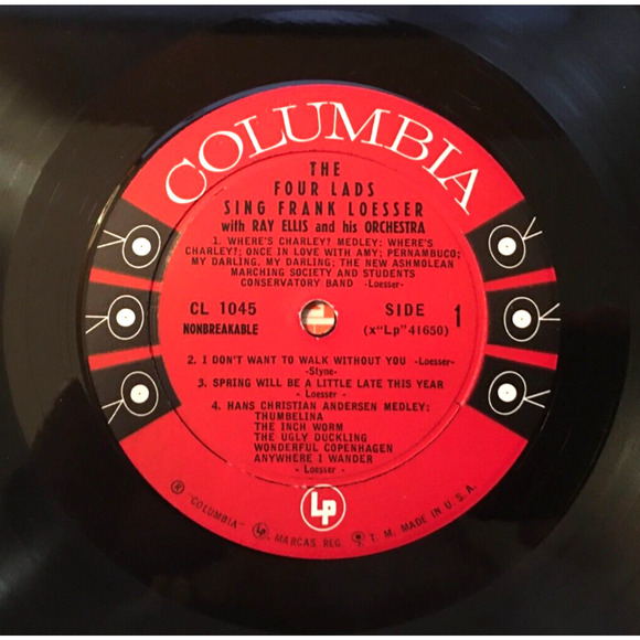 The Four Lads Sing Frank Loesser LP Vinyl Records (1957) Columbia CL 1045 - Picture 5 of 8